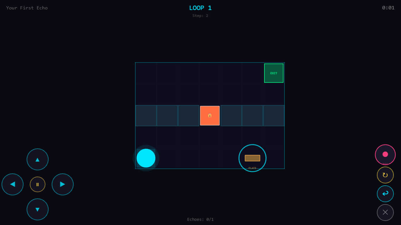 Loop Maze echo recording with pressure plates and neon effects