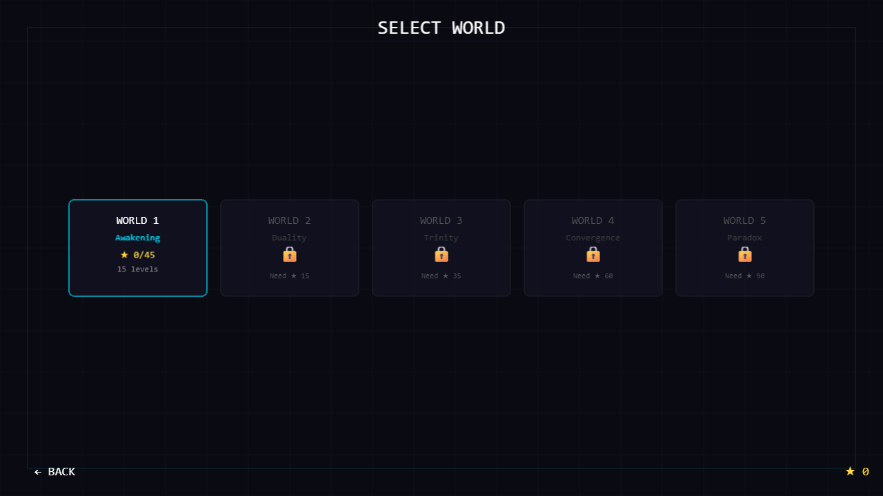 Loop Maze world selection screen with 5 themed worlds